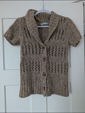 Maurices Taupe Short-Sleeve Shawl Collar Cardigan Size Medium